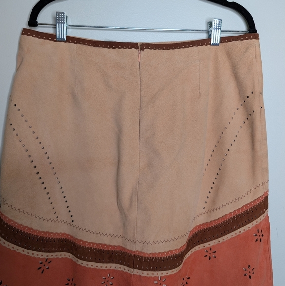 Odille Anthropologie Suede Skirt Orange Tan sz 12 - Picture 8 of 10